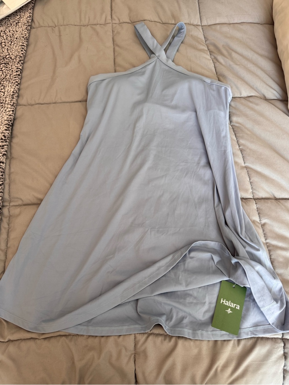 Halara Light Blue Halter A-Line Dress - Picture 2 of 2